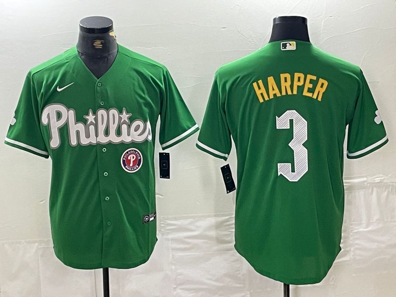 Men Philadelphia Phillies #3 Harper Green Fashion Edition Nike 2024 MLB Jersey style 2->cincinnati reds->MLB Jersey